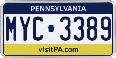PA license plate MYC3389