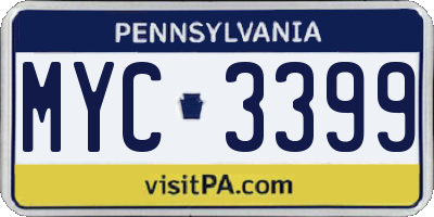 PA license plate MYC3399