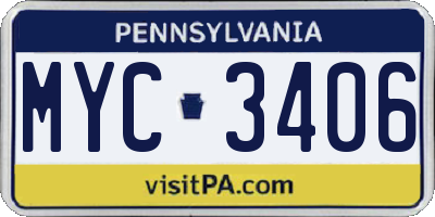 PA license plate MYC3406