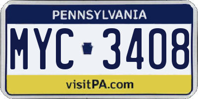 PA license plate MYC3408