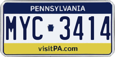 PA license plate MYC3414