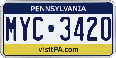 PA license plate MYC3420