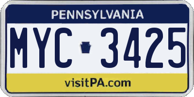 PA license plate MYC3425