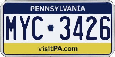 PA license plate MYC3426