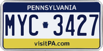 PA license plate MYC3427