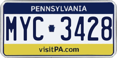 PA license plate MYC3428