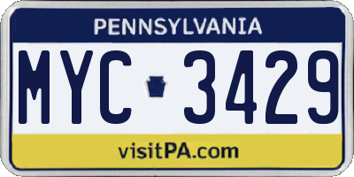 PA license plate MYC3429