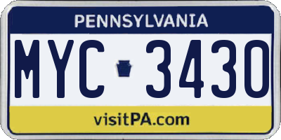 PA license plate MYC3430