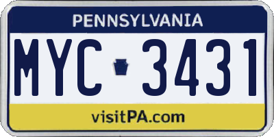 PA license plate MYC3431