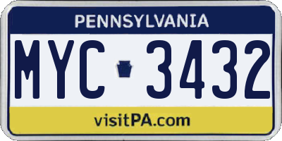 PA license plate MYC3432
