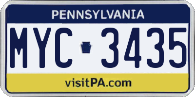 PA license plate MYC3435