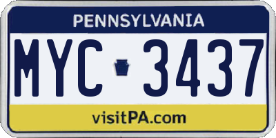 PA license plate MYC3437
