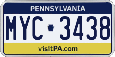 PA license plate MYC3438