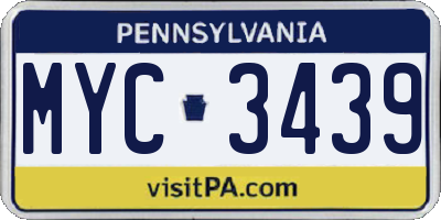 PA license plate MYC3439