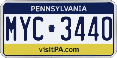 PA license plate MYC3440