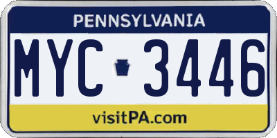 PA license plate MYC3446