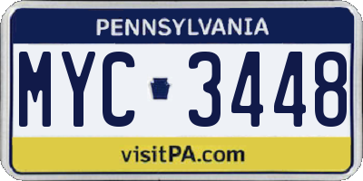 PA license plate MYC3448