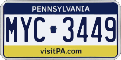 PA license plate MYC3449