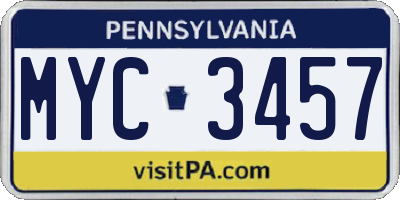 PA license plate MYC3457
