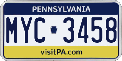 PA license plate MYC3458