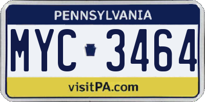 PA license plate MYC3464