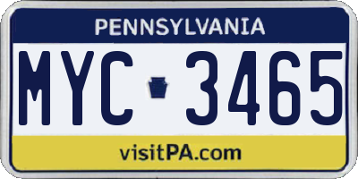 PA license plate MYC3465
