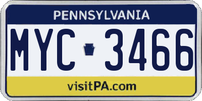 PA license plate MYC3466