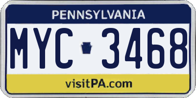 PA license plate MYC3468