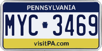 PA license plate MYC3469