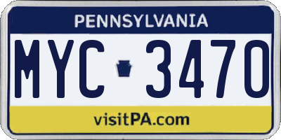 PA license plate MYC3470