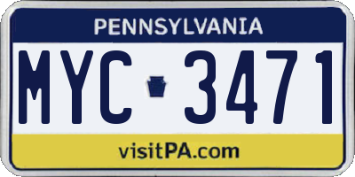 PA license plate MYC3471