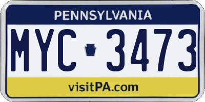 PA license plate MYC3473