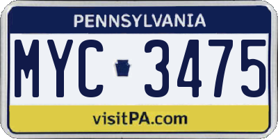 PA license plate MYC3475
