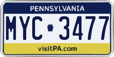 PA license plate MYC3477