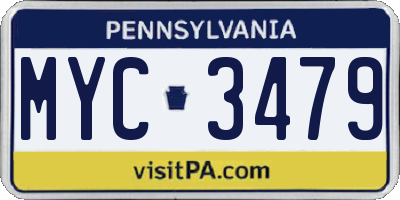 PA license plate MYC3479