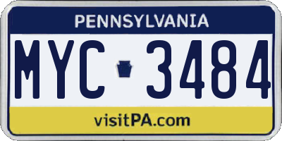 PA license plate MYC3484