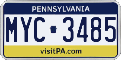 PA license plate MYC3485