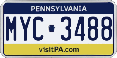 PA license plate MYC3488