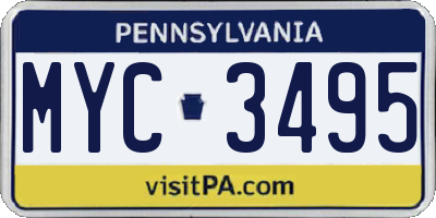 PA license plate MYC3495
