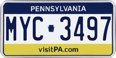 PA license plate MYC3497