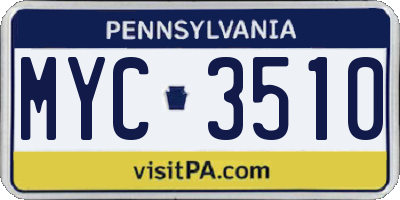 PA license plate MYC3510