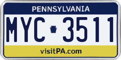 PA license plate MYC3511