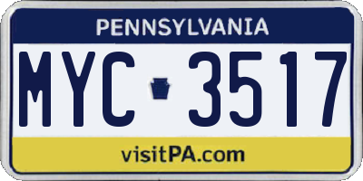 PA license plate MYC3517