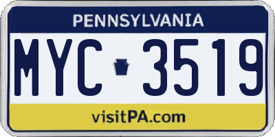 PA license plate MYC3519