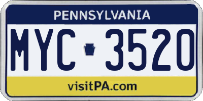PA license plate MYC3520