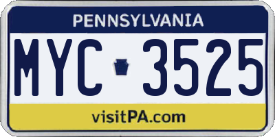 PA license plate MYC3525