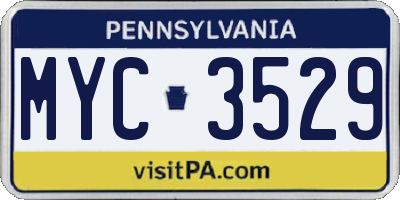 PA license plate MYC3529