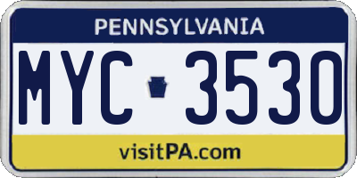 PA license plate MYC3530