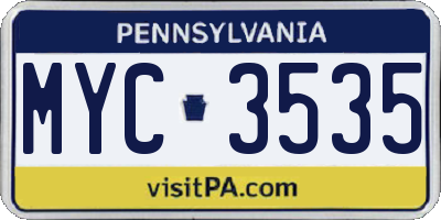 PA license plate MYC3535