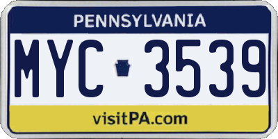 PA license plate MYC3539